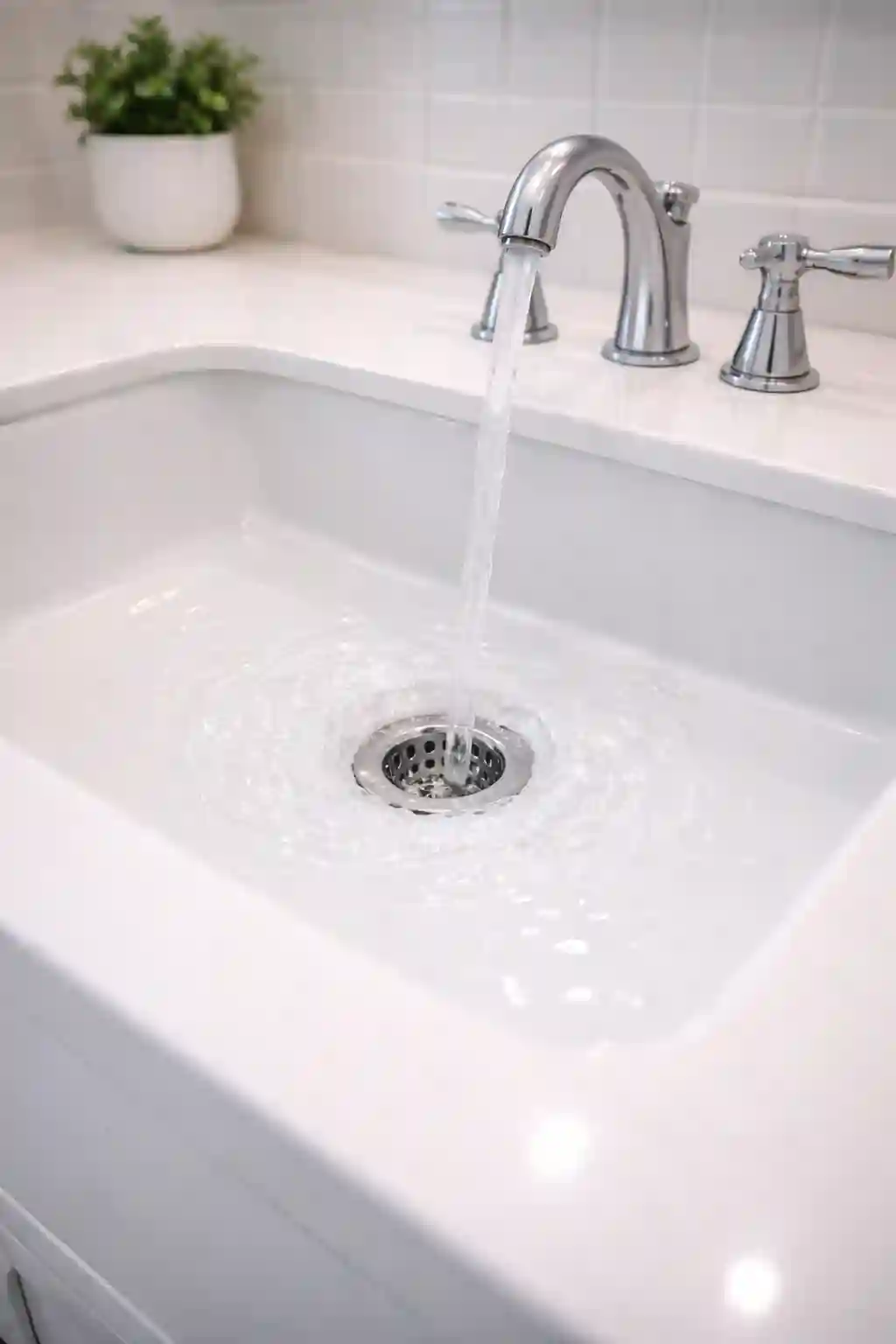 Clear drain after professional plumbing repair in Sonoma