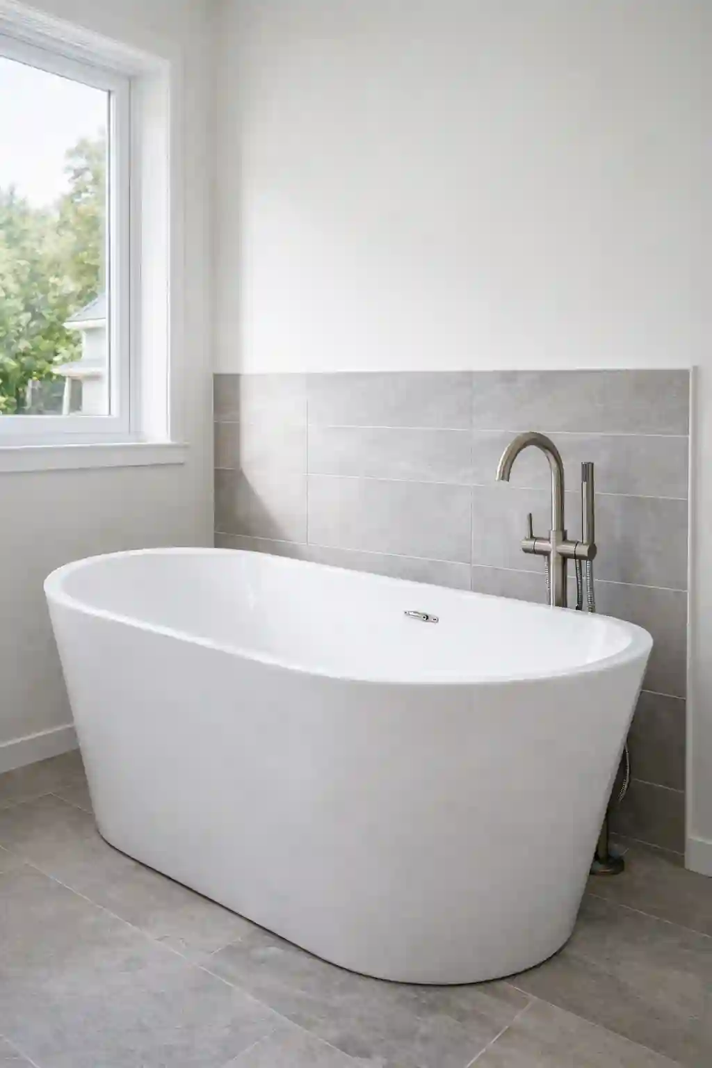 Completed bathtub installation in bathroom
