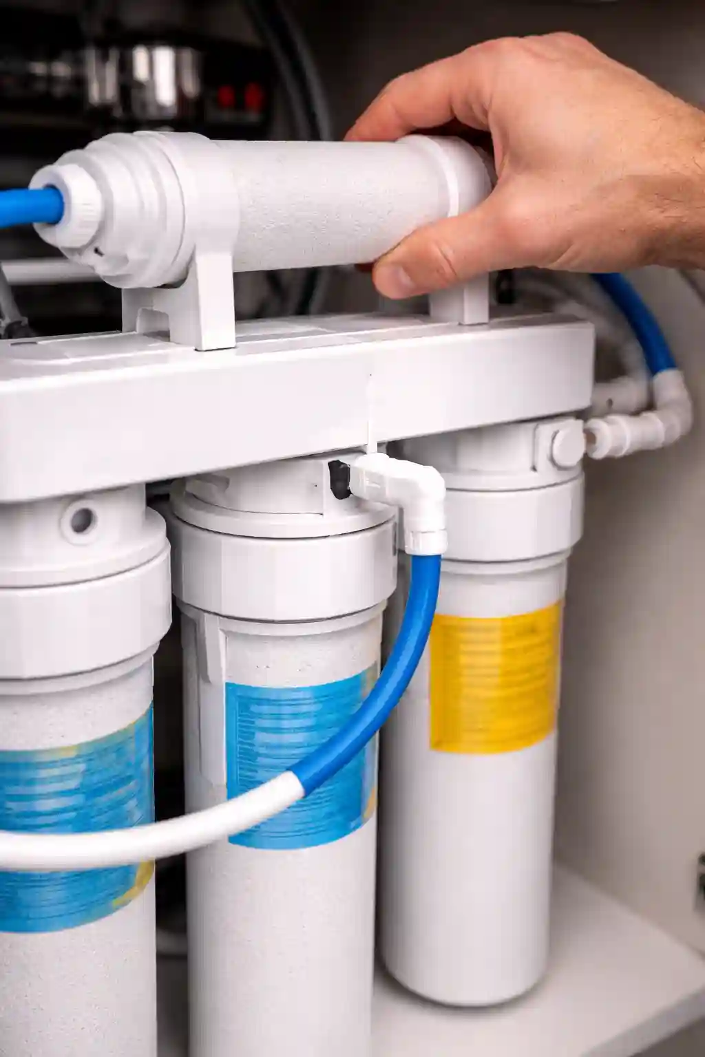 Sonoma Plumbing technician connecting a reverse osmosis filter system
