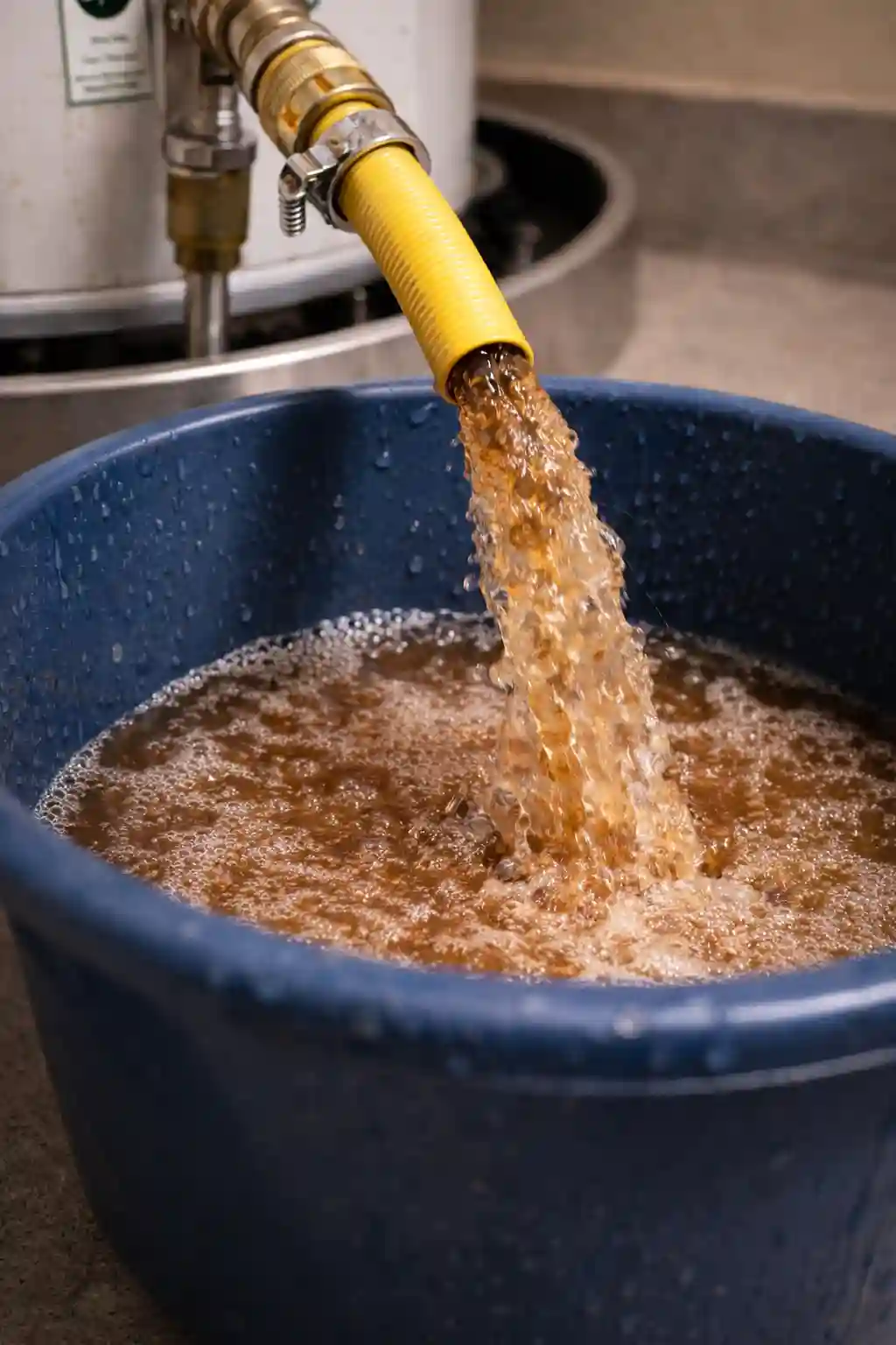 Draining sediment buildup from a water heater tank during maintenance