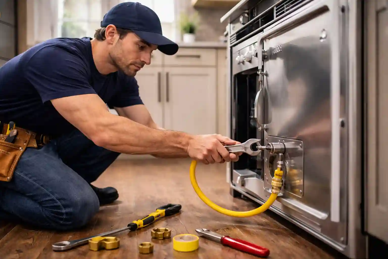Gas appliance hookup in a Sonoma kitchen