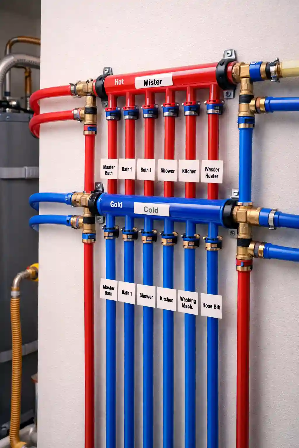 PEX manifold with multiple water lines