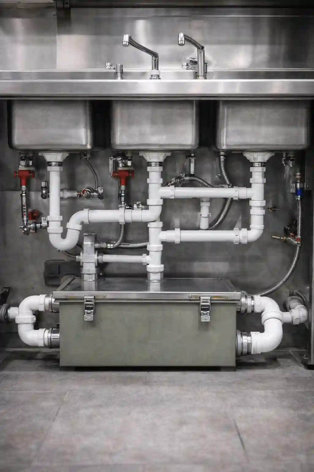 Restaurant sink plumbing system installation
