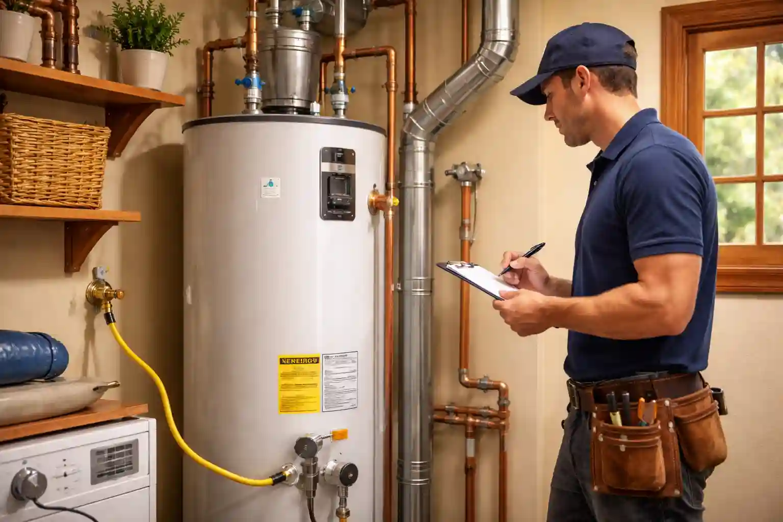 Tank water heater installed in a Sonoma utility room