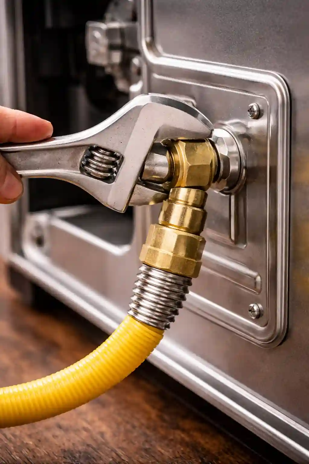 Technician connecting a residential gas line