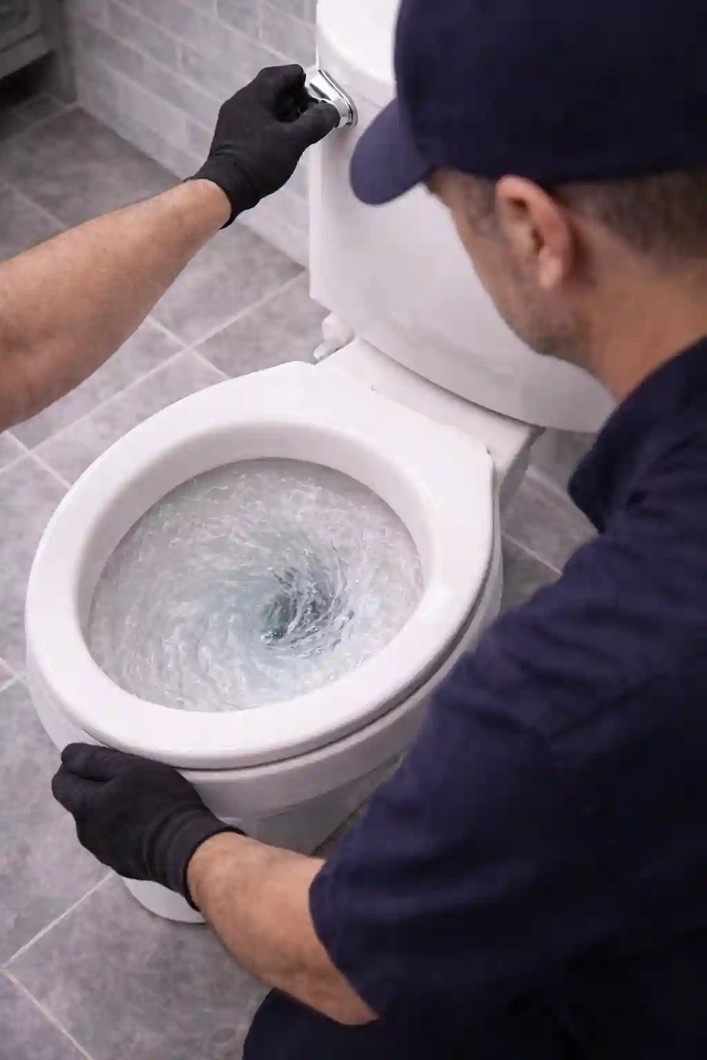 Toilet flush test after a professional repair service